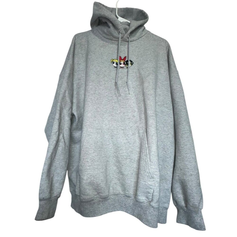 Vintage Y2K The Powerpuff Girls Hoodie Pullover Gray Sz XL Hanes Tag Embroidered